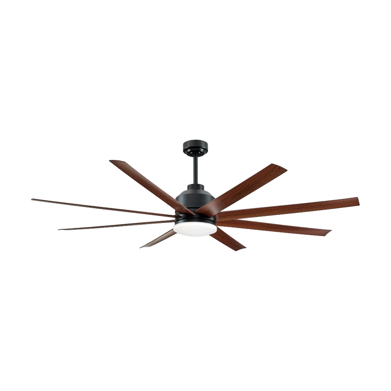 Kipas Langit-langit Tradisional Butir Kayu Hitam dan Gelap dengan Cahaya