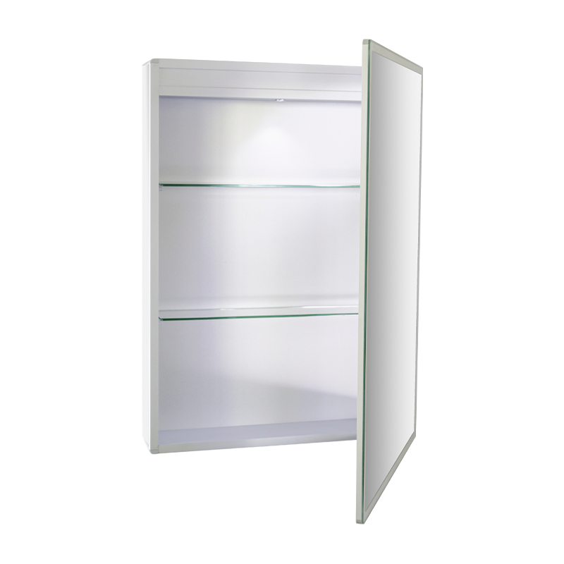 Kabinet Cermin Kamar Mandi Cerdas Satu Pintu Dengan Cermin Rias LED Backlit