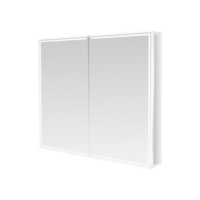 Kabinet Cermin Kamar Mandi Cerdas LED Pintu Ganda (Dengan Sakelar Gesek Tangan Anti Kabut)