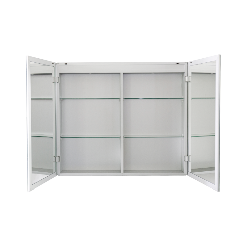 Kabinet Cermin Backlit Pintu Ganda Cerdas Dengan Sakelar Magnetik